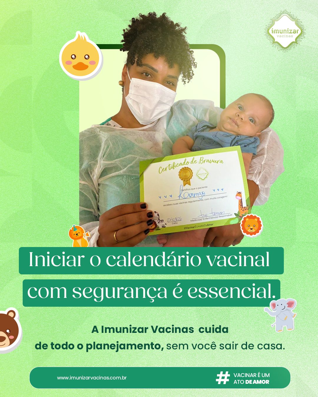 Iniciar o calend&aacute;rio vacinal com seguran&ccedil;a &eacute; essencial. A Imunizar Vacinas cuida de todo o planejamento, sem voc&ecirc; sair de casa.